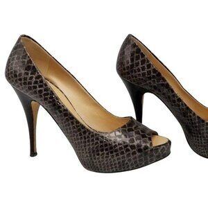 Guiseppe Zanotti Shoes: Women's snake embossed peep-toe stilettos Size EU 36